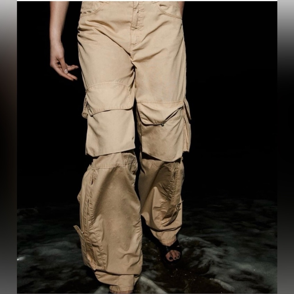 ZARA LOOSE FITTING TROUSERS WITH POCKETS CARGO USA 2